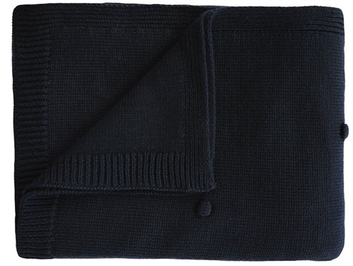 Mushie textured dots dark navy strikket babytæppe