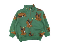 Mini Rodini green ducks halfzip sweatshirt