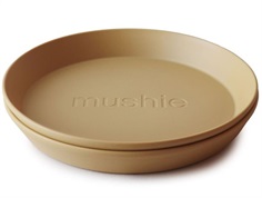 Mushie mustard rund tallerken (2-pack)