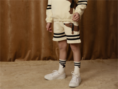 Mini Rodini beige dog stripes sweatshorts