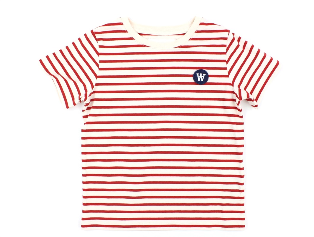 Wood t-shirt stripe rød/offwhite